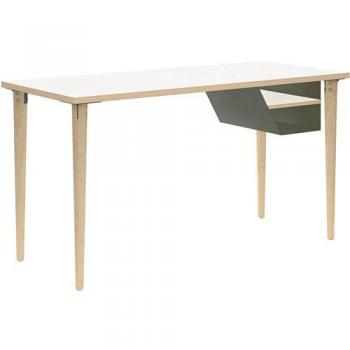 BISLEY Poise Schreibtisch verkehrsweiß 140x60 cm Eiche 4-Fuß-Gestell