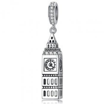 925 Sterling Silver Eiffel Tower Big Ben Bead Pendant for Original Bracelets