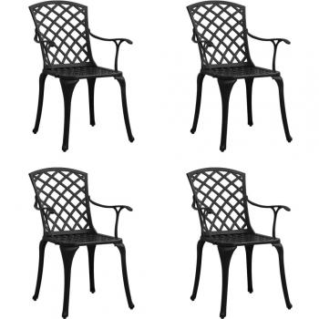 Black Cast Aluminum Garden Chairs (Set of 4), Vidaxl