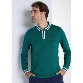 Bendorff Herren Langarm-Poloshirt mit Reißverschluss – 850425248, Lässig, Grün, Baumwolle, Klassische Mode