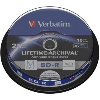 Verbatim 1×10 M‑Disc BluRay 25 GB 4× Speed Cakebox stampabile – Verbatim