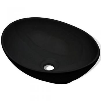 Stylish Black Ceramic Basin Oval Sink 40 x 33 cm