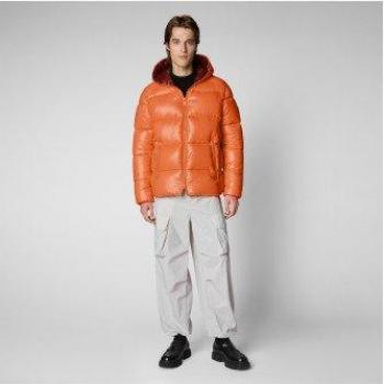 Orange Damen-Steppjacke „EDGARD“ – Save The Duck, Größe S, Zweiwege-Reißverschluss