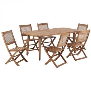 Set da pranzo in legno massiccio Paraggi per 6 persone