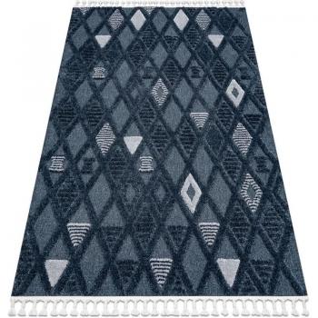 Tapis Shaggy Treillis Bleu 160x220 cm
