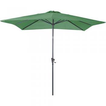 Parasol carré en aluminium vert avec manivelle et inclinaison 2,5m