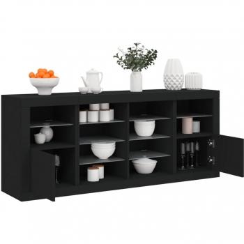 Black Sideboard with LED Lights 163x37x67 cm