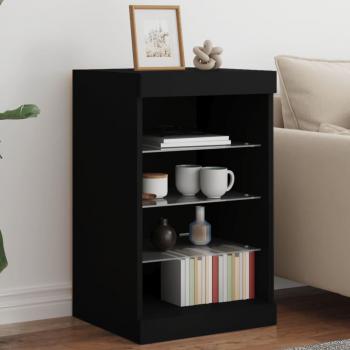 Buffet Noir avec Lumières LED Intégrées