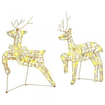 Dual LED Reindeers – 40 LEDs per Unit, Warm White PET, vidaXL