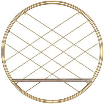 Mensola 51 x 14 x 51 cm Metallo Legno Finitura Dorata