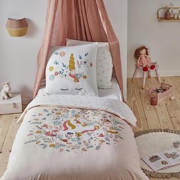 Couvre-lit enfant Licorne 140x200 cm en Coton