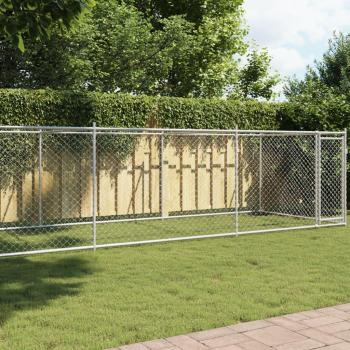 Cage pour Chien avec Porte, Chenil pour Chien, Maison pour Chien, Niche de Jardin Patio Terrasse, Gris 8x2x1,5 m 3209580