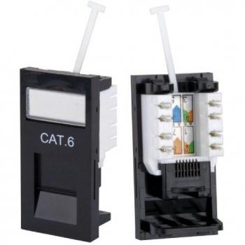 RJ45 Cat‑6 Wall Module, Philex 70696R, Dark Finish