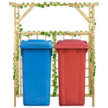 Pergola pour jardin en bois de pin pour poubelles doubles