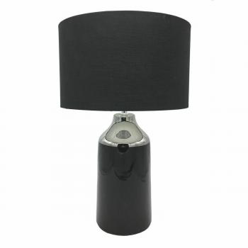 Lámpara de mesa de la marca DKD Home Decor en color negro con acabados multicolores y platino en metal y gres, potencia de 50 W, voltaje de 220 V y un
