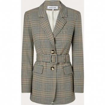 Veronica Beard Ryanne Belted Dickey Blazer – 6, Ecru/Green