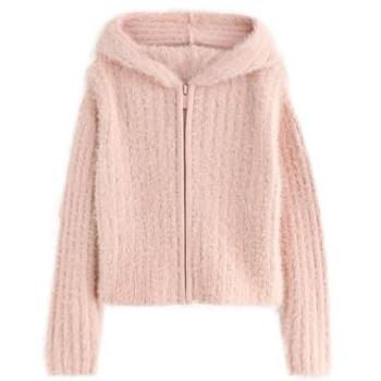 Pink Fluff‑Zip Hoodie