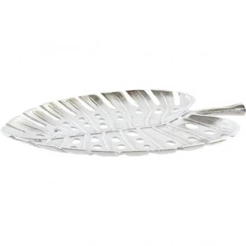 Centro de Mesa Decorativo Aluminio Hoja Plateada 38,5 x 28 x 3 cm