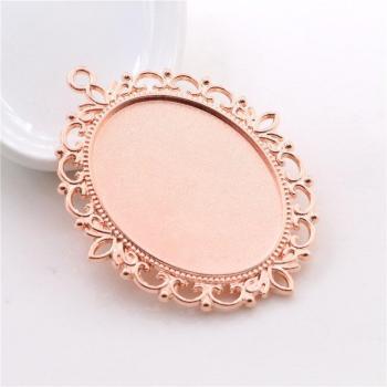 Cabochon 30x40mm Double Face Pendentif Antique Bronze Argent Or