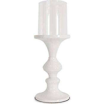 B AND B Candelabro Metal Blanco Pequeño