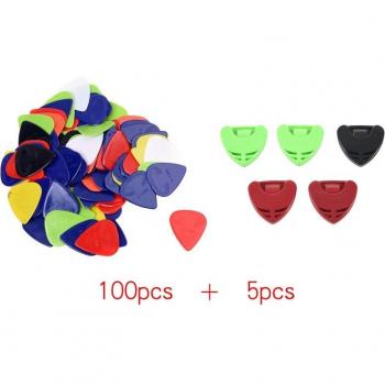 Kit Completo: 100 Púas Plectron, 5 Pick Plásticos y Funda de Soporte
