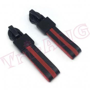 Set 20 – Curseur PU 5# – Noir/Rouge – Glissière Exclusive en Nylon