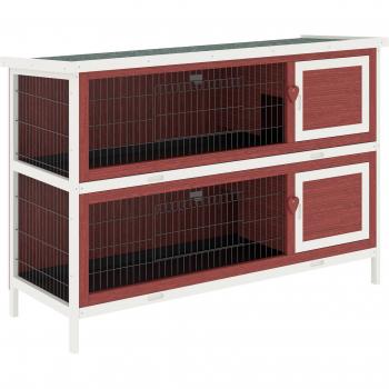 Pawhut Wooden Bunny House Cage for Small Animals 136.4x50x93cm