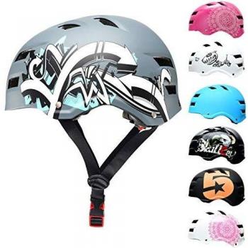 SkullCap Casco para Bicicleta y Scooter Eléctrico, Diseño Graffiti, Talla L (58-61 cm)