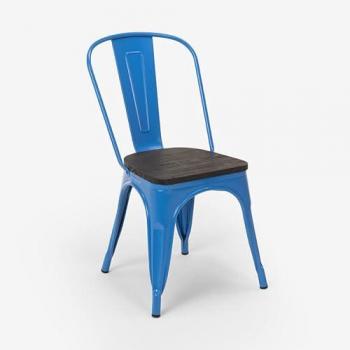 Sedia Cucina Acciaio Legno Blu