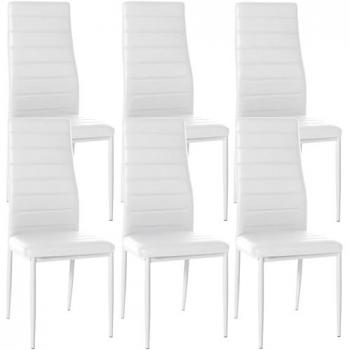 Set de 6 sillas Mayfair para comedor Blanco Simil cuero