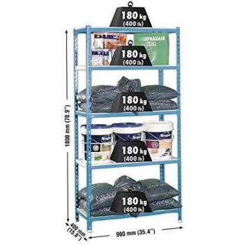 Simonclick Screwless Shelf Unit 5 Shelves 180 x 90 x 40 cm