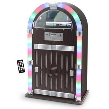 Chaîne HiFi Jukebox Rétro 60W avec tourne-disque vinyle, Bluetooth, CD, FM + télécommande