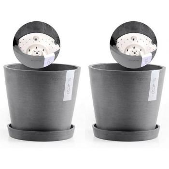ECOPOTS Blumentöpfe Amsterdam (2er-Set) – passende Untersetzer enthalten
