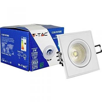 V‑TAC Face Orientable LED 3 W, Design Carré, Blanc