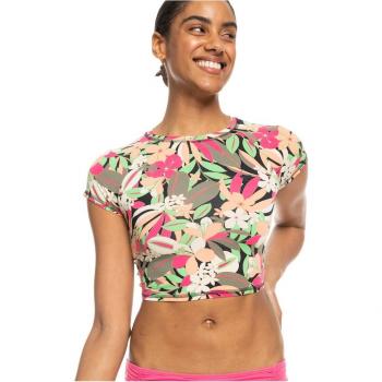Licra de Surf Roxy Palm Song Laced para mujer, manga corta, colores verde, rosa y naranja, talla XL
