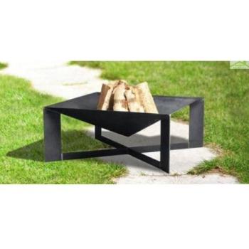 Brasero CUBA 60x60 cm en acier naturel pour jardin