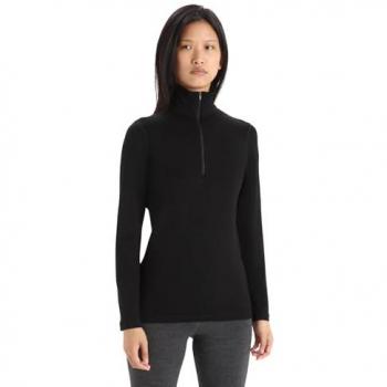 Icebreaker Damen Funktionsshirt 260 Tech, Longsleeve, Half Zip, Merinoull, Gr. XL, Farbe: Schwarz