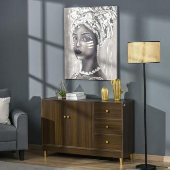 Gold African Woman Wall Art 100 x 80 cm