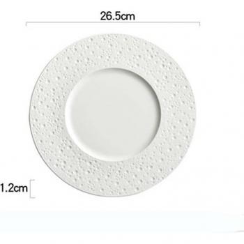 FANCITY White Ceramic Dinner Plate