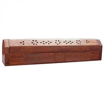 Distributeur d'encens en bois avec motif pentacle