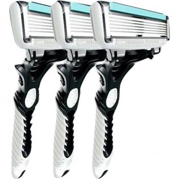 3Pcs Stainless Steel 6-Layer Safety Razor for Men