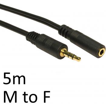 5m 3.5mm Stereo Extension Lead Black