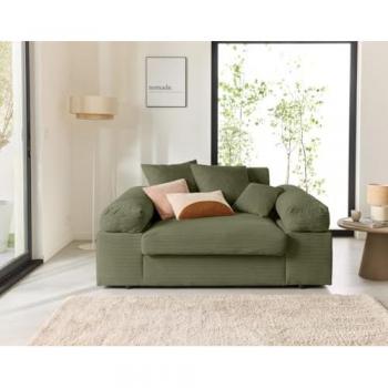 Fauteuil XL en velours côtelé vert Lisa Design