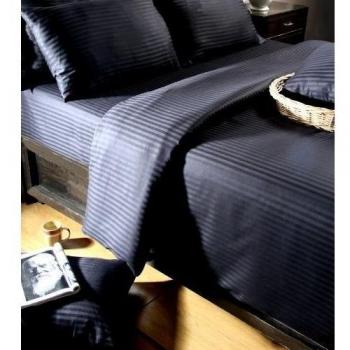 Black Egyptian Cotton Satin Stripe Flat Sheet, 330 Thread Count, King Size