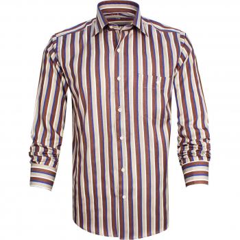 Trendy Men's Long Sleeve Striped Shirt with Pocket