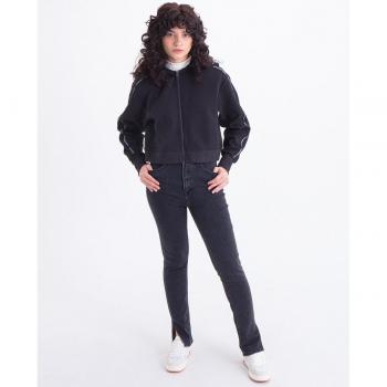 Calvin Klein Women's Black Zip Hoodie with Logo, Size S