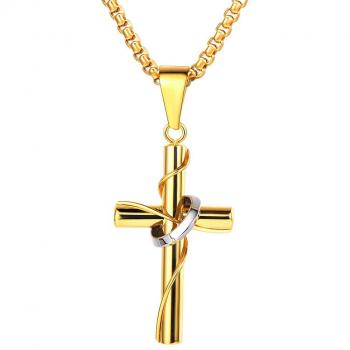 Collier avec Chaîne 55cm Croix Or pour Femme