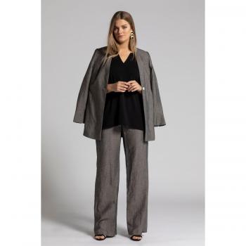 Mary Pantaloni in Lino e Lyocell, gamba dritta, donna, grigio, taglia 48