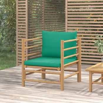 VidaXL Bamboo Outdoor Sofa with Green Cushions