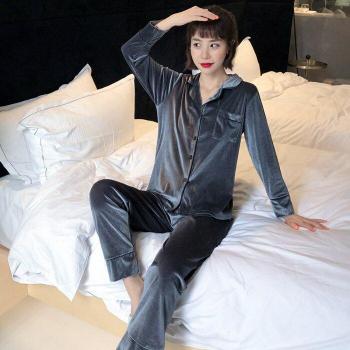 Men's and Women's Long-Sleeve Golden Velvet Pajamas